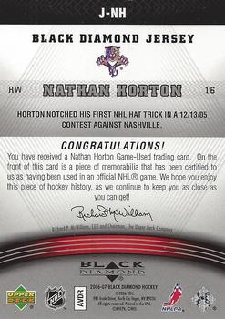 2006-07 Upper Deck Black Diamond - Jerseys #J-NH Nathan Horton Back