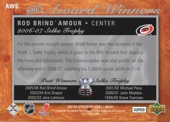 2007-08 Upper Deck - NHL’s Award Winners #AW5 Rod Brind'Amour Back
