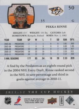 2011-12 Upper Deck The Cup #50 Pekka Rinne Back