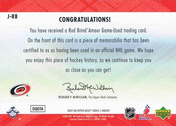 2007-08 Upper Deck - Game Jerseys #J-RB Rod Brind'Amour Back