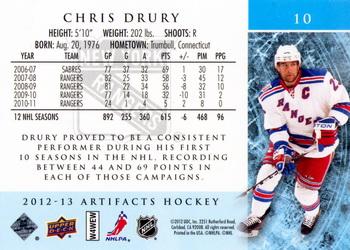 2012-13 Upper Deck Artifacts #10 Chris Drury Back