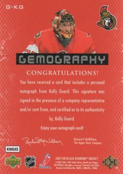 2007-08 Upper Deck Black Diamond - Gemography #G-KG Kelly Guard Back
