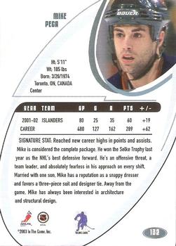 2002-03 Be a Player Signature Series - NHL All-Star FANtasy #132 Michael Peca Back