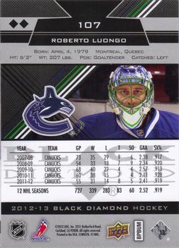 2012-13 Upper Deck Black Diamond #107 Roberto Luongo Back