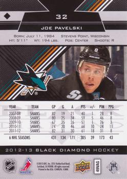 2012-13 Upper Deck Black Diamond #32 Joe Pavelski Back