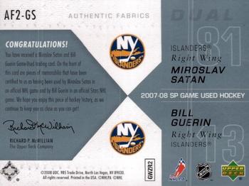 2007-08 SP Game Used - Authentic Fabrics Duals #AF2-GS Bill Guerin / Miroslav Satan Back