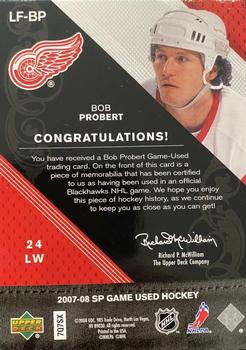 2007-08 SP Game Used - Legendary Fabrics #LF-BP Bob Probert Back