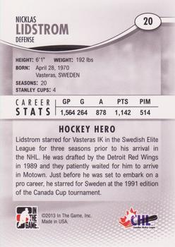 2012-13 In The Game Heroes and Prospects #20 Nicklas Lidstrom Back