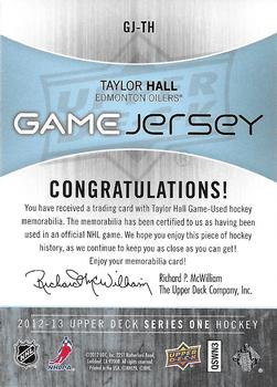 2012-13 Upper Deck - Game Jerseys #GJ-TH Taylor Hall Back