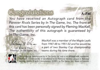 2012-13 In The Game Forever Rivals - Autographs #A-FM Fleming MacKell Back