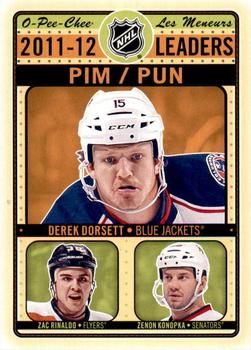 2012-13 O-Pee-Chee - League Leaders #LL-PIM Derek Dorsett / Zac Rinaldo / Zenon Konopka Front