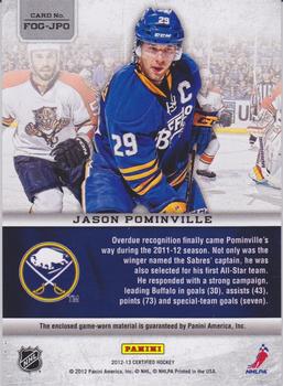 2012-13 Panini Certified - Fabric of the Game #FOG-JPO Jason Pominville Back