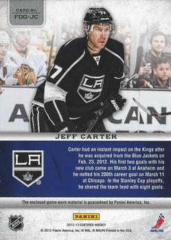 2012-13 Panini Certified - Fabric of the Game #FOG-JC Jeff Carter Back