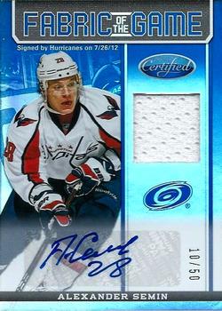 2012-13 Panini Certified - Fabric of the Game Mirror Blue Jersey Autographs #FOG-SEM Alexander Semin Front