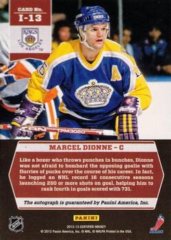 2012-13 Panini Certified - Icons Signatures #I-13 Marcel Dionne Back