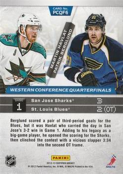 2012-13 Panini Certified - Path to the Cup Quarter Finals #PCQF6 Martin Havlat / Patrik Berglund Back