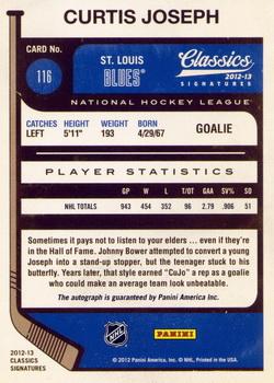 2012-13 Panini Classics Signatures - Autographs #116 Curtis Joseph Back