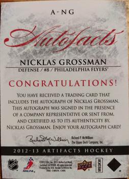 2012-13 Upper Deck Artifacts - Autofacts #A-NG Nicklas Grossman Back