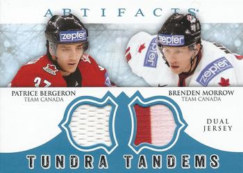 2012-13 Upper Deck Artifacts - Tundra Tandems Blue Dual Jersey #TT-MB Brenden Morrow / Patrice Bergeron Front