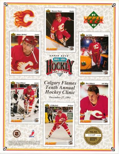 1991-92 Upper Deck - Promotional Sheets #NNO Robert Reichel / Doug Gilmour / Theoren Fleury / Al MacInnis / Joel Otto / Gary Roberts Front