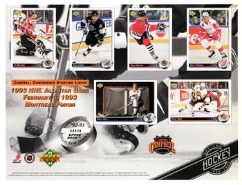 1992-93 Upper Deck Promotional Sheets #NNO Ed Belfour / Paul Coffey / Chris Chelios / Steve Yzerman / Brett Hull / Pavel Bure Front