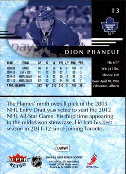 2012-13 Fleer Retro #13 Dion Phaneuf Back
