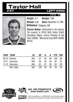 2012-13 Choice AHL Top Prospects #37 Taylor Hall Back