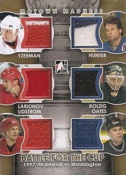 2012-13 In The Game Motown Madness - Battle For The Cup Jerseys Gold #BFC-04 Steve Yzerman / Igor Larionov / Nicklas Lidstrom / Dale Hunter / Olaf Kolzig / Adam Oates Front