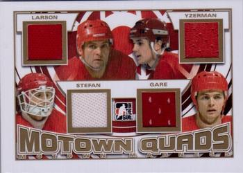 2012-13 In The Game Motown Madness - Jersey Quads Gold #MQ-06 Reed Larson / Steve Yzerman / Greg Stefan / Danny Gare Front