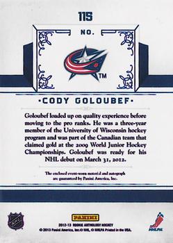 2012-13 Panini Rookie Anthology #115 Cody Goloubef Back