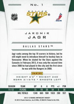 2012-13 Panini Rookie Anthology #1 Jaromir Jagr Back