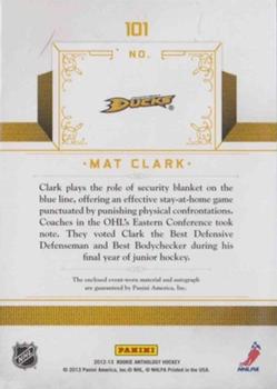 2012-13 Panini Rookie Anthology #101 Mat Clark Back