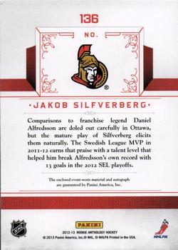 2012-13 Panini Rookie Anthology #136 Jakob Silfverberg Back