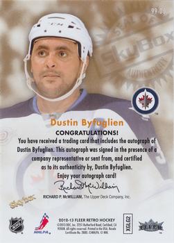 2012-13 Fleer Retro - Autographics 1999 #99-DB Dustin Byfuglien Back