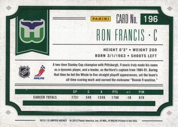 2012-13 Panini Limited - Silver #196 Ron Francis Back