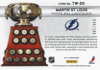 2012-13 Panini Limited - Trophy Winners #TW-20 Martin St. Louis Back