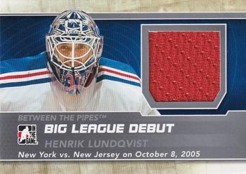 2012-13 In The Game Between The Pipes - Big League Debut Jerseys Silver #BL-40 Henrik Lundqvist Front