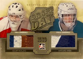 2012-13 In The Game Between The Pipes - Draft Day Jerseys Gold #DD-12 Olaf Kolzig / Arturs Irbe Front