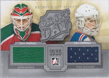 2012-13 In The Game Between The Pipes - Draft Day Jerseys Silver #DD-13 Sean Burke / Mike Richter Front