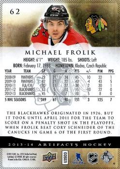 2013-14 Upper Deck Artifacts #62 Michael Frolik Back