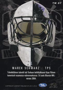 2011-12 Cardset Finland - The Masks #TM7b Marek Schwarz Back