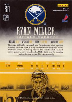 2012-13 Panini Prime #58 Ryan Miller Back