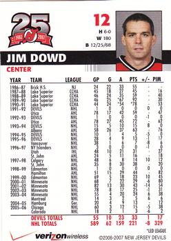 2006-07 25th Anniversary Captains' Series New Jersey Devils #NNO Jim Dowd Back