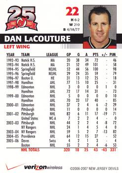 2006-07 25th Anniversary Captains' Series New Jersey Devils #NNO Dan LaCouture Back