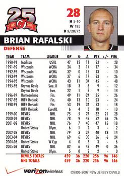 2006-07 25th Anniversary Captains' Series New Jersey Devils #NNO Brian Rafalski Back