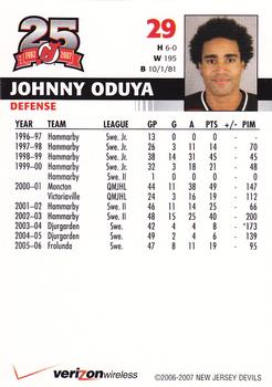 2006-07 25th Anniversary Captains' Series New Jersey Devils #NNO Johnny Oduya Back