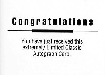 1992 Classic Draft Picks - Autographs #NNO Ralph Intranuovo Back