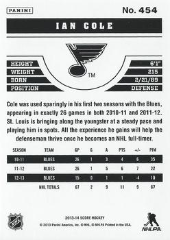 2013-14 Score - Gold #454 Ian Cole Back