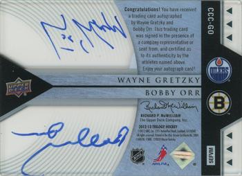 2013-14 Upper Deck Trilogy - Clear Cut Combo Autographs #CCC-GO Wayne Gretzky / Bobby Orr Back