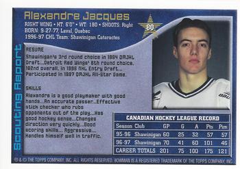 1997 Bowman CHL #80 Alexandre Jacques Back